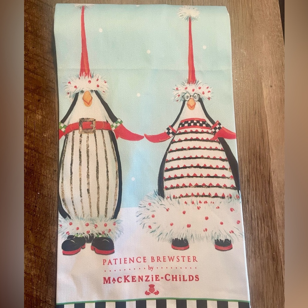 MacKenzie-Childs Festive Penguin Tea Towel